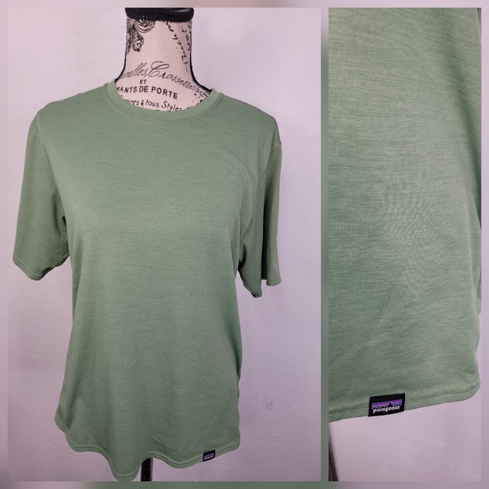 Patagonia Basic Tee Women's Sz Small Lightweight Logo Green T-Shirt Crewneck